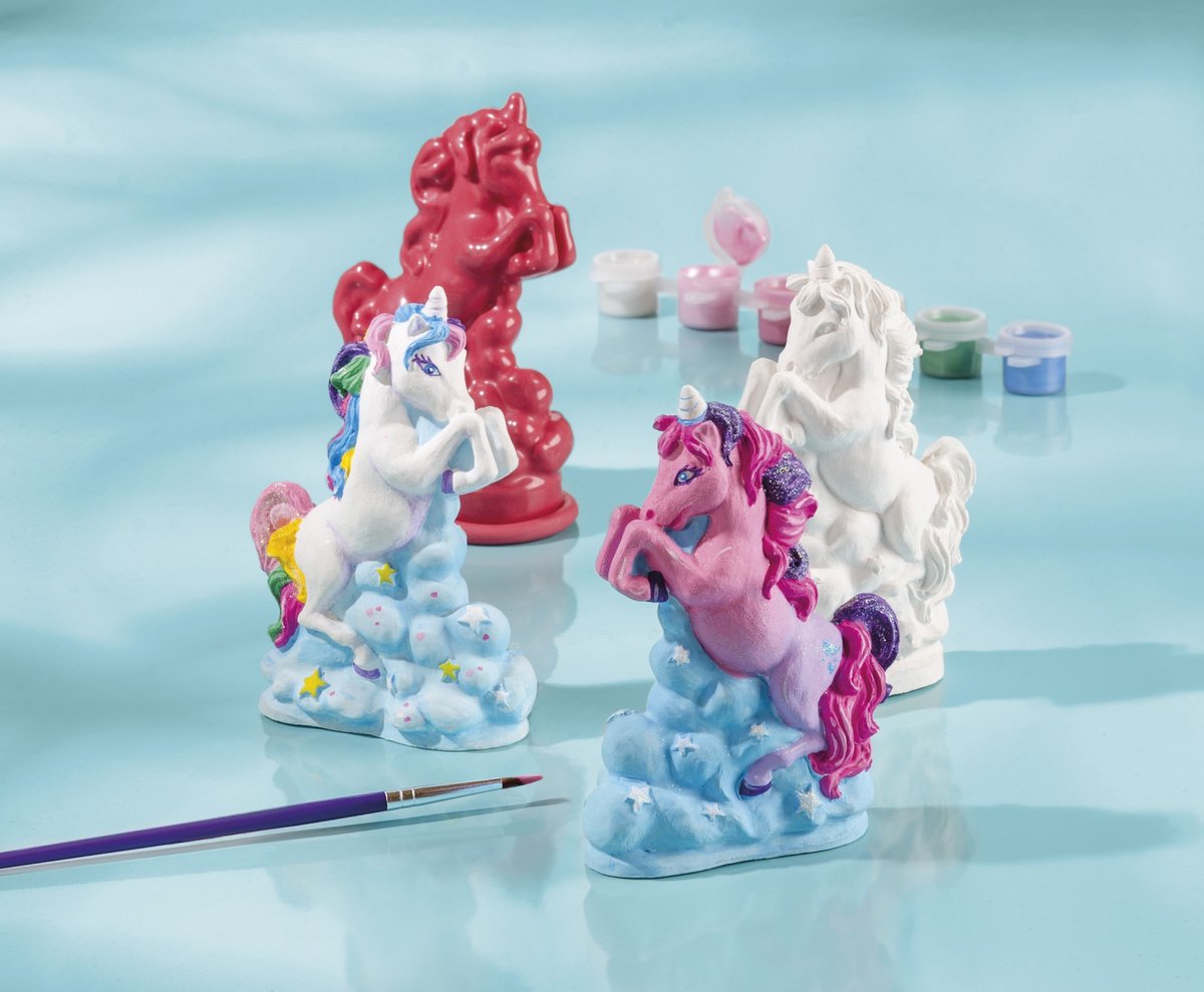 Totum Unicorn knutselset gips gieten en beschilderen incl. 7 verf kleuren & herbruikbare mal — afbeelding 5