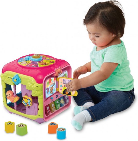 VTech Baby Activiteiten Kubus - Educatief Babyspeelgoed - Dieren, Cijfers en Kleuren - Cadeau - Van 9 tot 36 Maanden - Roze van Vtech — afbeelding 5