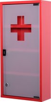 HOMCOM Armoire à pharmacie en métal, armoire à pharmacie, armoire de Premiers secours, 4 compartiments, porte tournante rouge 02-0547