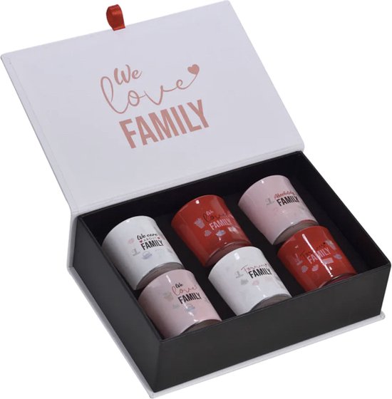 Family Geurkaarsen Small - Roze/Wit/Rood - 6 stuks