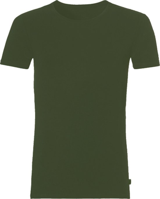 Boru Bamboo - T Shirt Homme - Col Rond - Vert Olive - Lot de 2 - Taille L