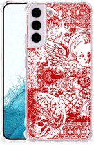 Telefoonhoesje Geschikt voor Samsung Galaxy S22 Hippe Hoesjes met transparante rand Angel Skull Red