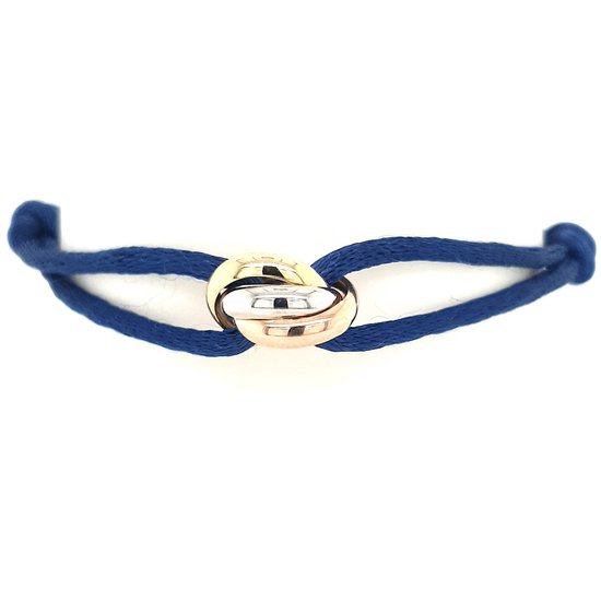 Slate SLA0004 Armband Trinity satijn-goud tricolor-donkerblauw