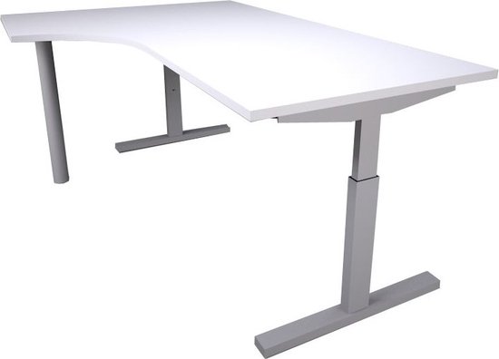 Offeco Bureau Oxford Hoek - Bureau - Bureautafel - Gaming bureau - Game bureau - Computertafel - Desk - Bureau Aluminium - Verstelbaar bureau - Gaming Desk - Bureau tafel - Bureau verstelbaar  Wit  180x120cm-- blad-  onderstel- x120