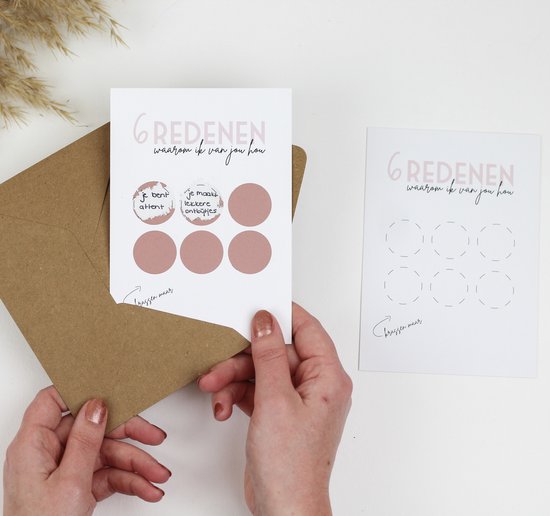 Ideefabriek Kraskaart Eigen Tekst (3 ST) 6 Redenen Waarom Ik van Je hou Cadeau