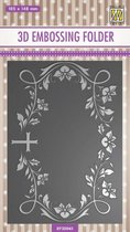 EF3D043 Nellie Snellen 3D Embossing Folder - Blooming twigs with cross - embossingfolder condeolance / communie - bloessem en kruis