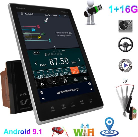 Autoradio AT30 – 2 Din – Groot 9.5” Touchscreen Monitor – Bluetooth Wifi –... | bol.com