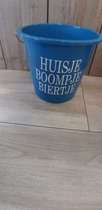 Emmer - Tekst - 5 liter - L. Blauw - "Huisje, Boompje, Biertje" - Kado