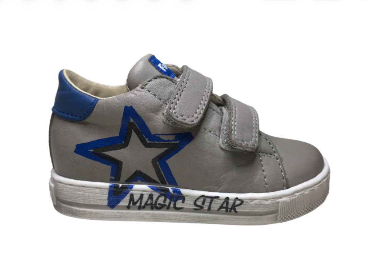 Falcotto Mt 22 velcro's zwarte ster lederen sneakers Nedo grijs blauw