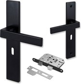 Eliot® baardsleutel deurklinkset incl. insteekslot met 2 sleutels - slotafstand 56mm - mat zwart - rechthoekig model