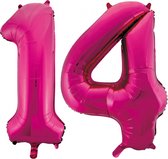 Folie cijfer ballonnen  pink roze 14.