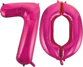 Folie cijfer ballonnen  pink roze 70.