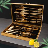 12 delige bestekset goud in luxe koffer