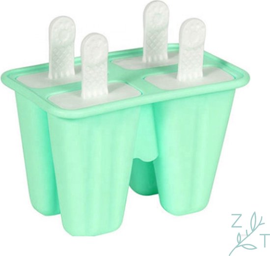 Foto: Ijsjesvorm 4 stuks siliconen waterijs vorm bakvorm fruitijs yoghurt ijs ijslolly frisco magnum mold diy ijsjes zomer pastel groen