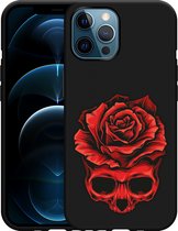 iPhone 12 Pro Max Hoesje Zwart Red Skull - Designed by Cazy