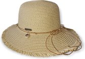 Antonio Zonnehoed Dames – Zomerse strand hoed met schelpen franjes - Beige