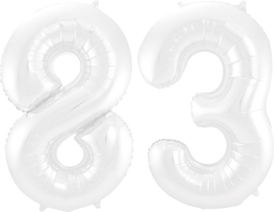 Folieballon 83 jaar metallic wit 86cm