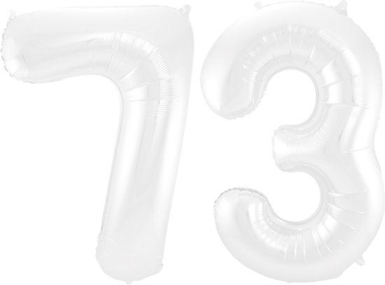 Folieballon 73 jaar metallic wit 86cm
