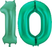 Folieballon 10 jaar metallic groen 86cm