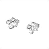 Aramat jewels ® - Zweerknopjes- oorbellen vierkant-chirurgisch staal-8mm-zilverkleurig