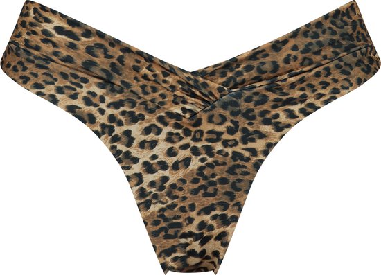 Hunkemöller Dames Badmode Hoog uitgesneden bikinibroekje Leopard - Bruin - maat S