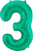 Folieballon 3 jaar metallic groen 86cm