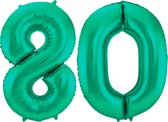 Folieballon 80 jaar metallic groen 86cm