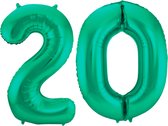 Folieballon 20 jaar metallic groen 86cm