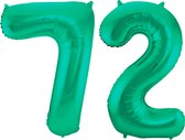 Folieballon 72 jaar metallic groen 86cm