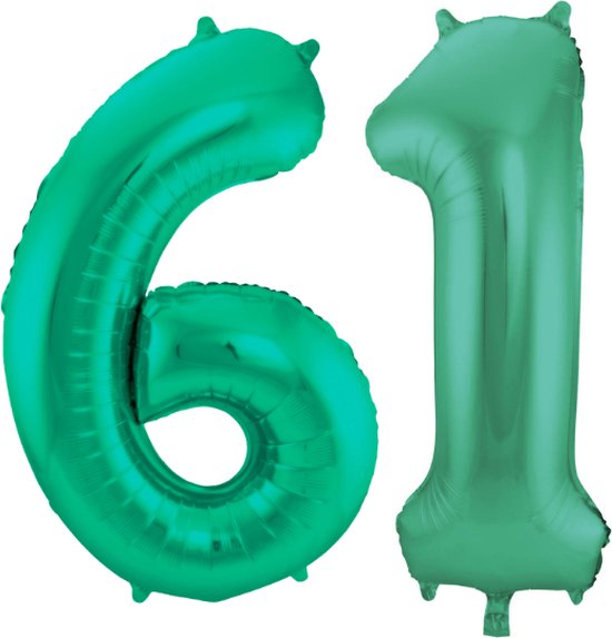 Folieballon 61 jaar metallic groen 86cm