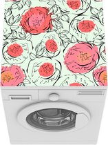 Wasmachine beschermer mat - Klaproos - Bloemen - Contour - Patronen - Breedte 60 cm x hoogte 60 cm