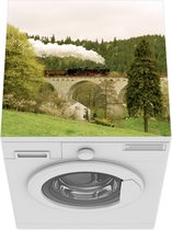 Wasmachine beschermer mat - Stoomtrein rijdt over een brug - Breedte 60 cm x hoogte 60 cm