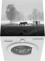 Wasmachine beschermer mat - Paard - Boerderij - Sneeuw - Breedte 60 cm x hoogte 60 cm