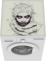 Wasmachine beschermer mat - Vrouw met hoofddoek - Breedte 60 cm x hoogte 60 cm