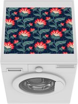 Wasmachine beschermer mat - Design - Bloemen - Rood - Breedte 55 cm x hoogte 45 cm