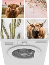 Wasmachine beschermer - Wasmachine mat - Schotse hooglander - Collage - Vetplant - 60x60 cm - Droger beschermer