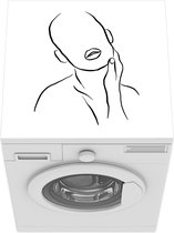 Wasmachine beschermer mat - Abstracte line art van een vrouw met haar hand op haar nek vierkant - Breedte 60 cm x hoogte 60 cm