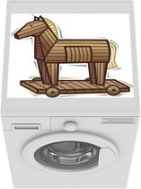 Wasmachine beschermer mat - een houten paard van Troje - Breedte 55 cm x hoogte 45 cm