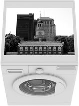 Wasmachine beschermer mat - De beroemde Independence Hall in Amerika tijdens een zonnige dag - zwart wit - Breedte 55 cm x hoogte 45 cm