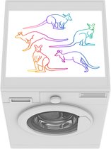 Wasmachine beschermer mat - Illustratie van kangoeroes in regenboogkleuren - Breedte 55 cm x hoogte 45 cm