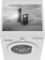 Wasmachine beschermer mat - Shanghai World Financial Center boven de wolken - zwart wit - Breedte 55 cm x hoogte 45 cm