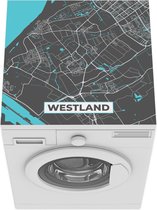 Wasmachine beschermer mat - Plattegrond - Westland - Grijs - Blauw - Breedte 60 cm x hoogte 60 cm - Stadskaart