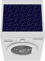 Wasmachine beschermer mat - Abstract patroon van golven op een donkerblauwe achtergrond - Breedte 55 cm x hoogte 45 cm