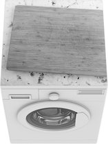 Wasmachine beschermer mat - Een houten snijplank op een decoratieve ondergrond - zwart wit - Breedte 60 cm x hoogte 60 cm