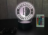 Klarigo®️ Nachtlamp – 3D LED Lamp Illusie – 16 Kleuren – Bureaulamp – Feyenoord Rotterdam – Sfeerlamp Feyenoord – Nachtlampje Kinderen – Creative lamp - Afstandsbediening
