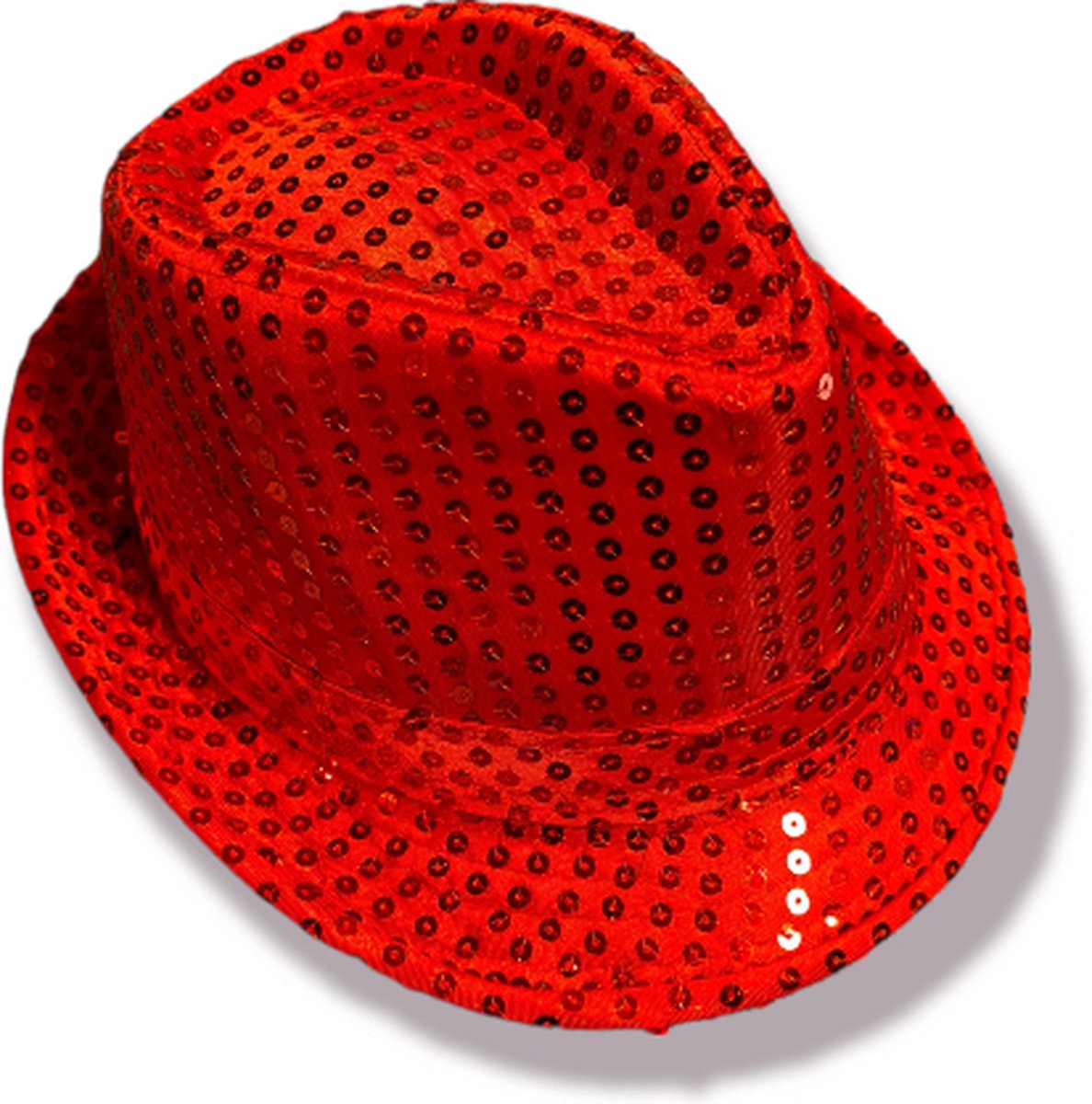 rood trilby hoed met glitters one size