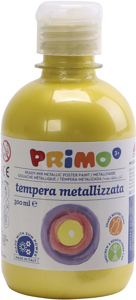 Tempera Verf Metallic , geel, 300 ml/ 1 doos