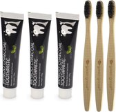 3X Charcoal Mint Tandpasta - 3x Bamboe Tandenborstel - Witte Tanden - Houtskool Tand Bleker - Charcoal Toothpaste - Teeth Whitening - Charcaol Tandpasta Whitening - Frisse Adem - Bamboe Tandsteen verwijderaar - Wittere Tandjes - Bamboo Tandbleek