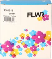FLWR - Printetiket / 40918 / Zwart op Geel - geschikt voor Dymo