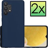 Hoes Geschikt voor Samsung A13 4G Hoesje Cover Siliconen Back Case Hoes - 2x - Donkerblauw